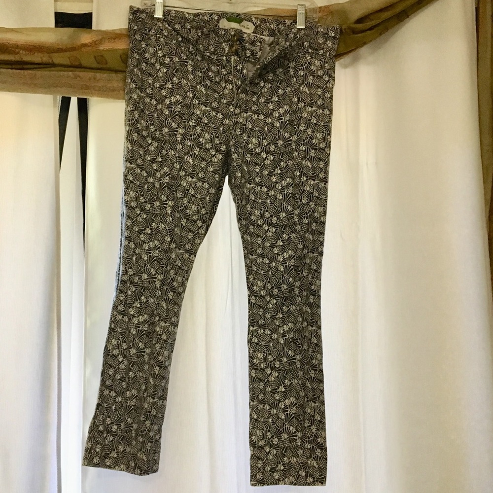 Anthropologie Cropped Pants Pineapple Strech 12